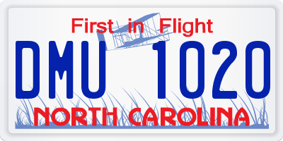 NC license plate DMU1020