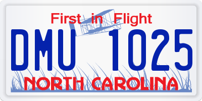 NC license plate DMU1025