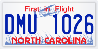 NC license plate DMU1026