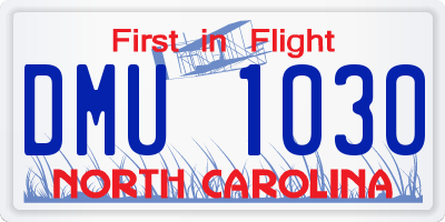 NC license plate DMU1030