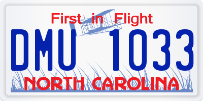 NC license plate DMU1033