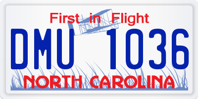 NC license plate DMU1036