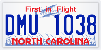 NC license plate DMU1038