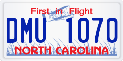 NC license plate DMU1070