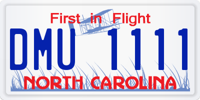 NC license plate DMU1111