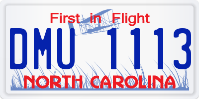 NC license plate DMU1113