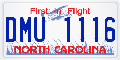NC license plate DMU1116