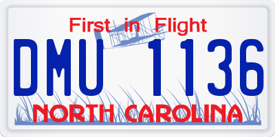 NC license plate DMU1136