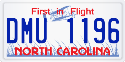 NC license plate DMU1196