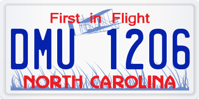 NC license plate DMU1206