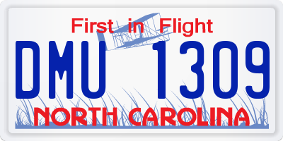 NC license plate DMU1309