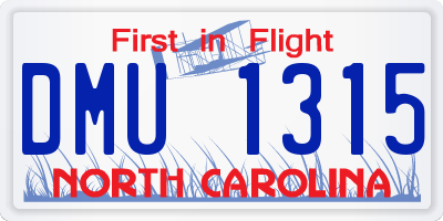 NC license plate DMU1315