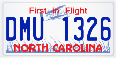 NC license plate DMU1326