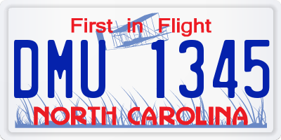 NC license plate DMU1345