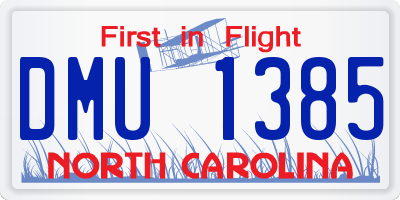 NC license plate DMU1385
