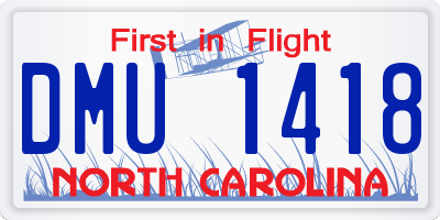 NC license plate DMU1418