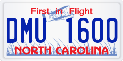 NC license plate DMU1600
