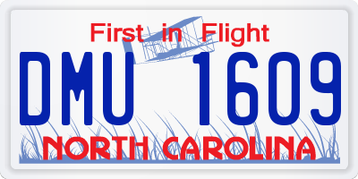 NC license plate DMU1609
