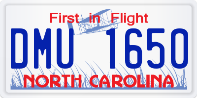 NC license plate DMU1650