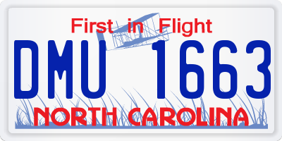NC license plate DMU1663