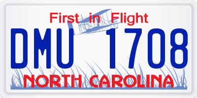NC license plate DMU1708