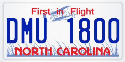 NC license plate DMU1800