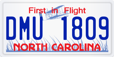 NC license plate DMU1809
