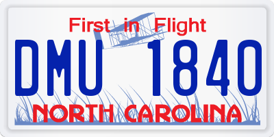 NC license plate DMU1840