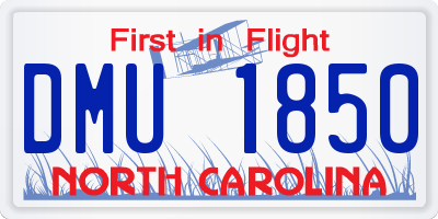 NC license plate DMU1850