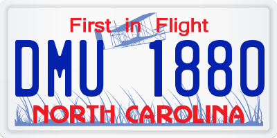 NC license plate DMU1880