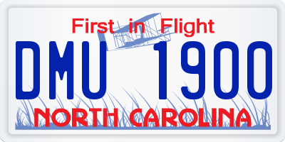 NC license plate DMU1900