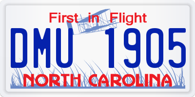 NC license plate DMU1905