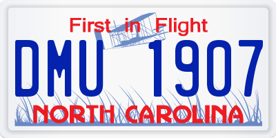 NC license plate DMU1907