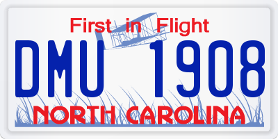 NC license plate DMU1908
