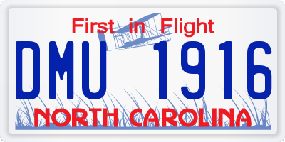 NC license plate DMU1916
