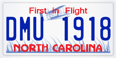 NC license plate DMU1918