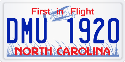 NC license plate DMU1920