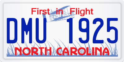 NC license plate DMU1925