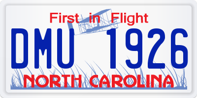 NC license plate DMU1926