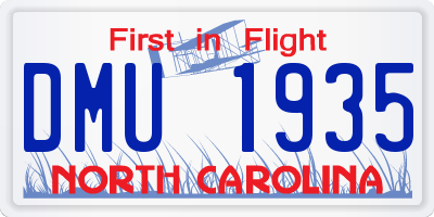 NC license plate DMU1935
