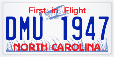 NC license plate DMU1947
