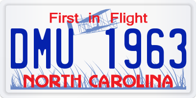 NC license plate DMU1963