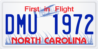 NC license plate DMU1972