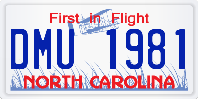 NC license plate DMU1981
