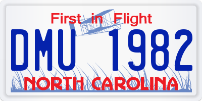 NC license plate DMU1982