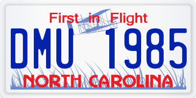 NC license plate DMU1985