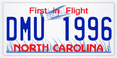NC license plate DMU1996
