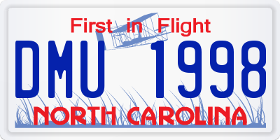 NC license plate DMU1998