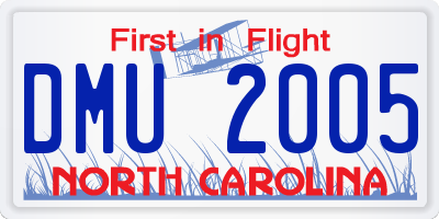 NC license plate DMU2005