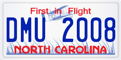 NC license plate DMU2008